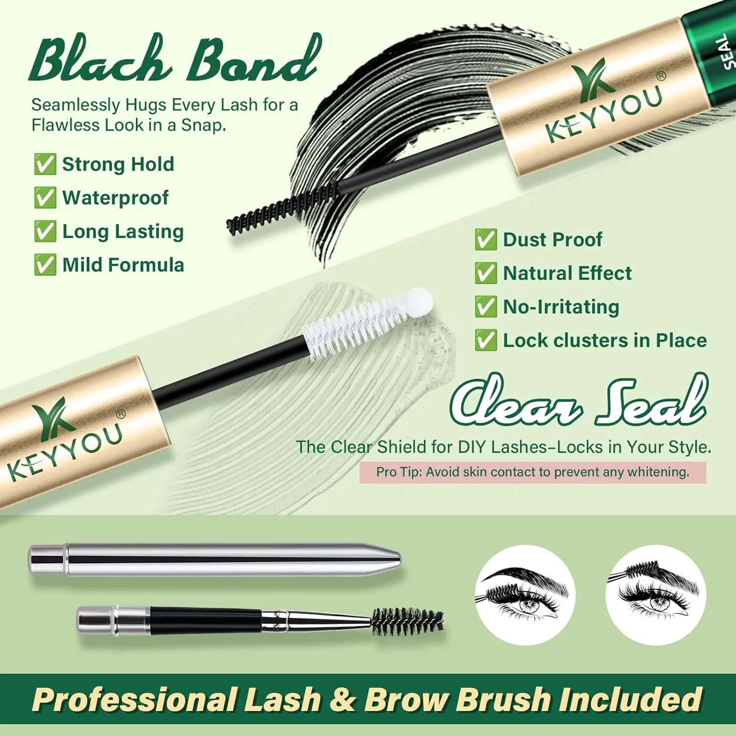 Клей для ресниц KEYYOU Lash Bond and Seal, 5 мл + 5 мл, черный — фото 3