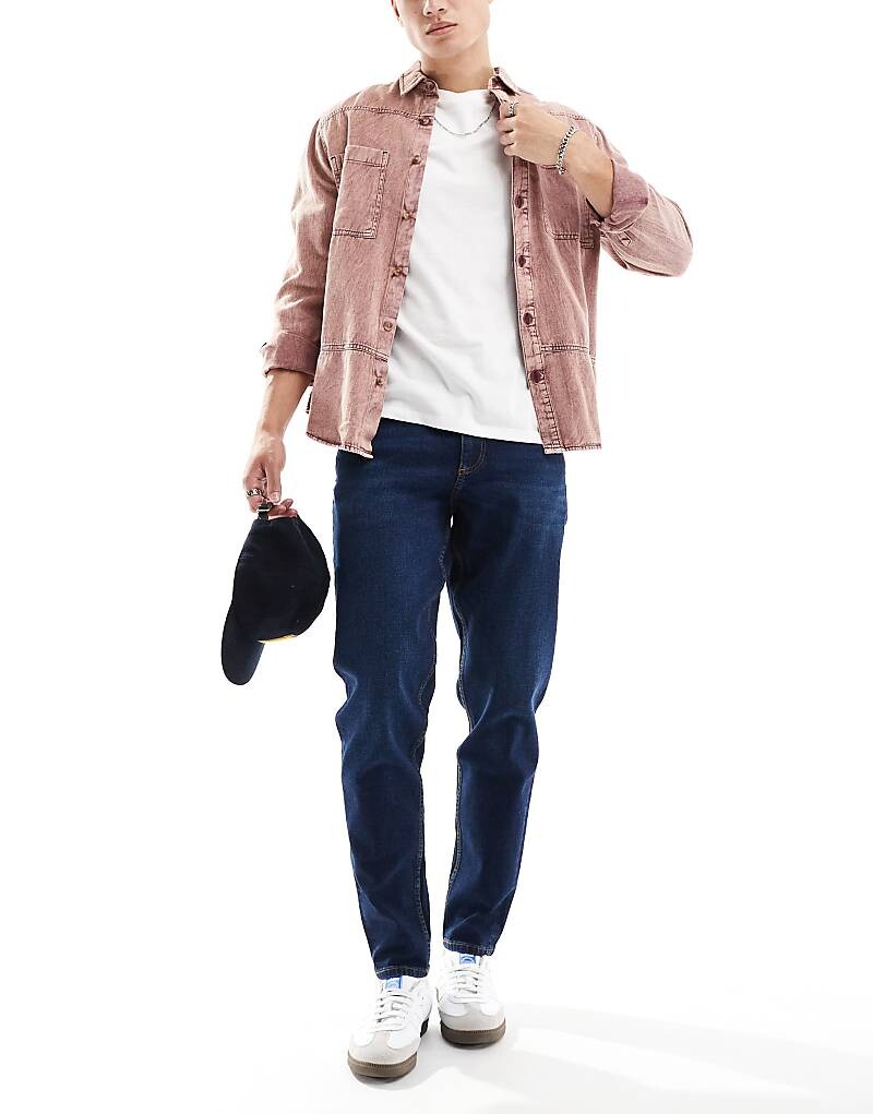 

ASOS DESIGN – Классические жесткие эластичные джинсы темно-синего цвета