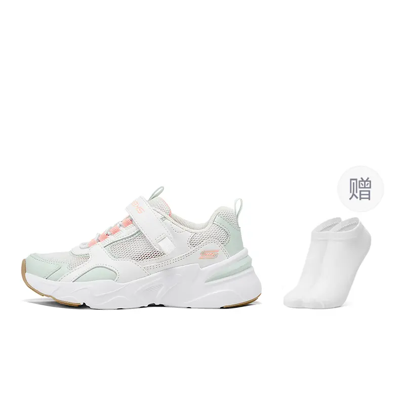 

Skechers Kids Противоскользящие, износостойкие, дышащие, легкие, амортизирующие, низкие повседневные кроссовки белого/натурального цвета для детей