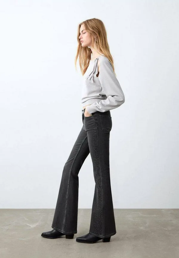 Подростковые расклешенные джинсы Mango Kids, Black Denim — фото 3