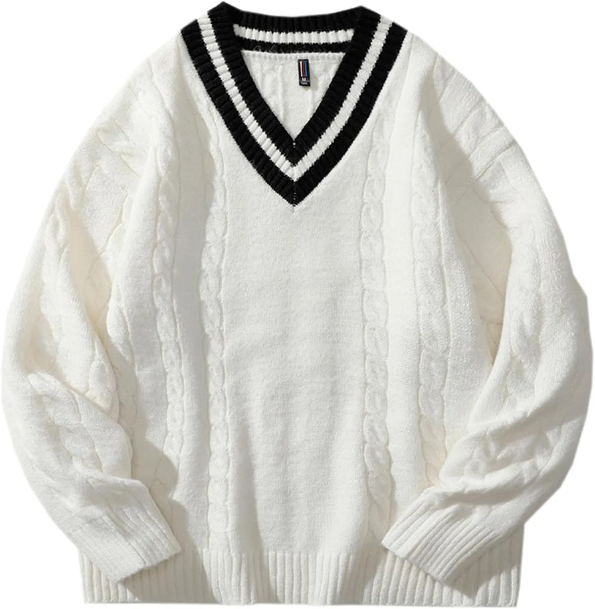 

Мужской свитер V-образного выреза с полосками и косой QZH.DUAO