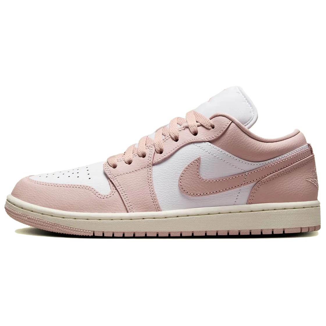 

Кроссовки Air Jordan 1 Skateboarding Shoes Women's Low-top White/Pink, розовый