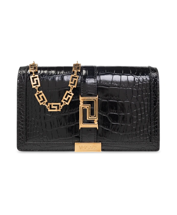 

Сумка через плечо с логотипом Versace, черный