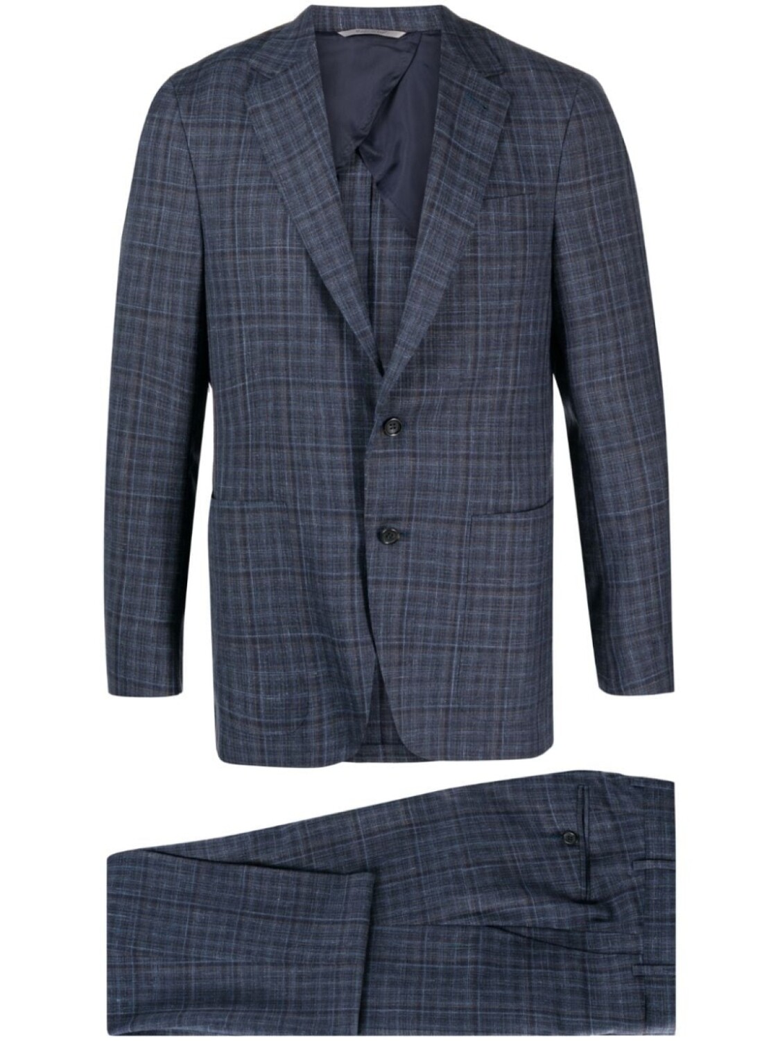 

Canali клетчатый костюм с однобортным пиджаком, синий