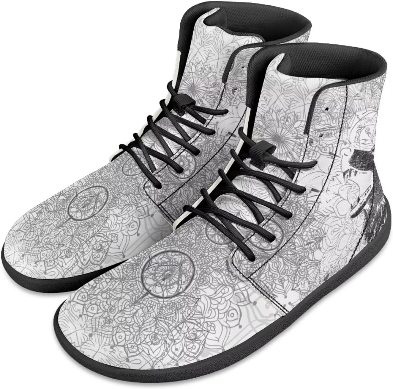 

Мужские минималистичные босоножки Jeiento Mandala, обувь для бега с широкой носочной частью, ботинки из искусственной кожи, нескользящие кроссовки на шнуровке, белый