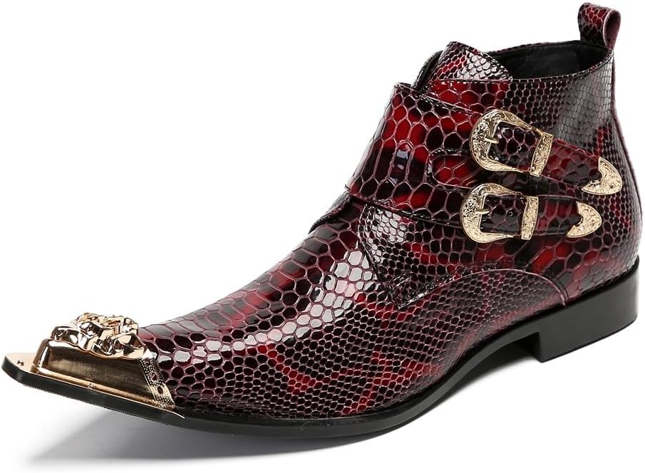 

Ботинки на щиколотку для мужчин PUGHGAETZF для вечеринок, праздников и деловых мероприятий, для клуба, из первой слоя натуральной коровьей кожи, бордовый