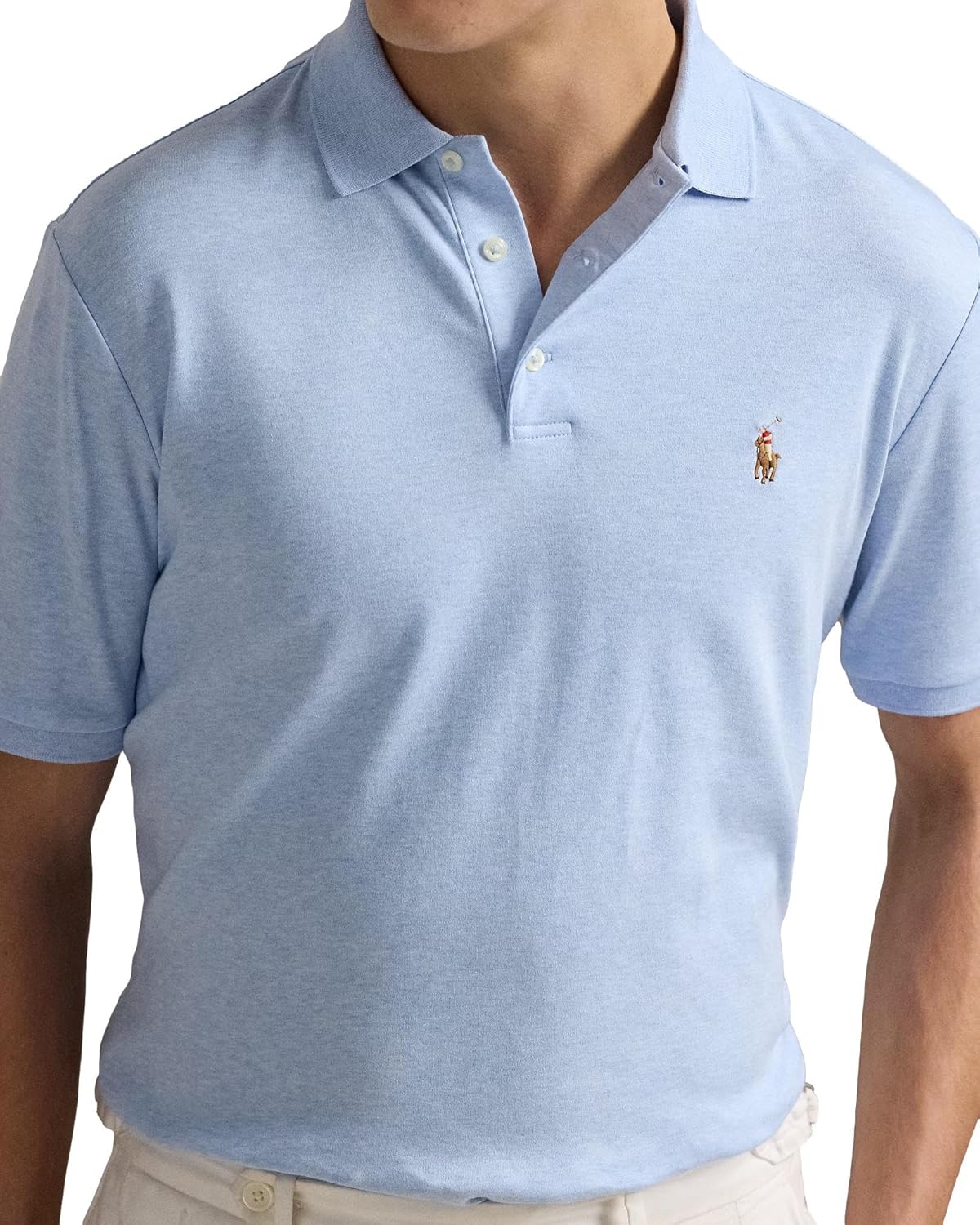 POLO RALPH LAUREN Мужская классическая футболка-поло из мягкого хлопка, Rl Office Blue Heather — фото 4
