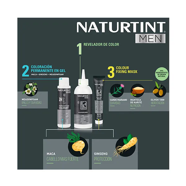 Краситель без аммиака Naturtint Men Tinte Coloración Permanente Naturtint, цвет castaño natural — фото 4