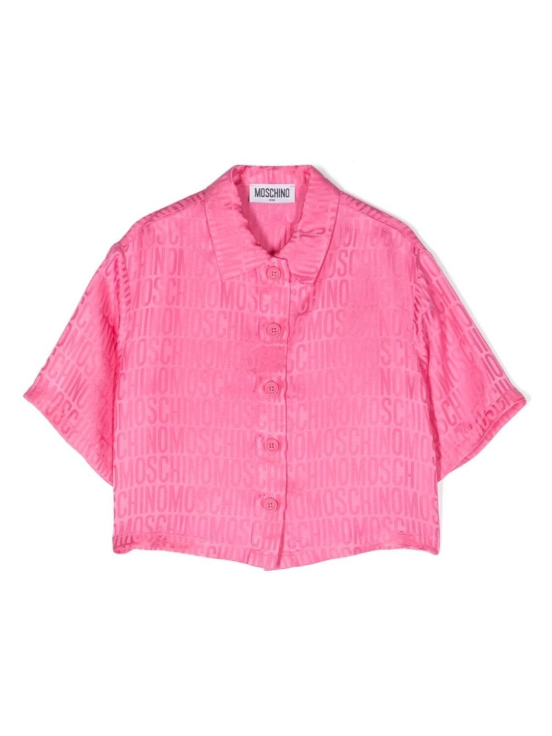 

Moschino Kids жаккардовая рубашка с монограммой, розовый