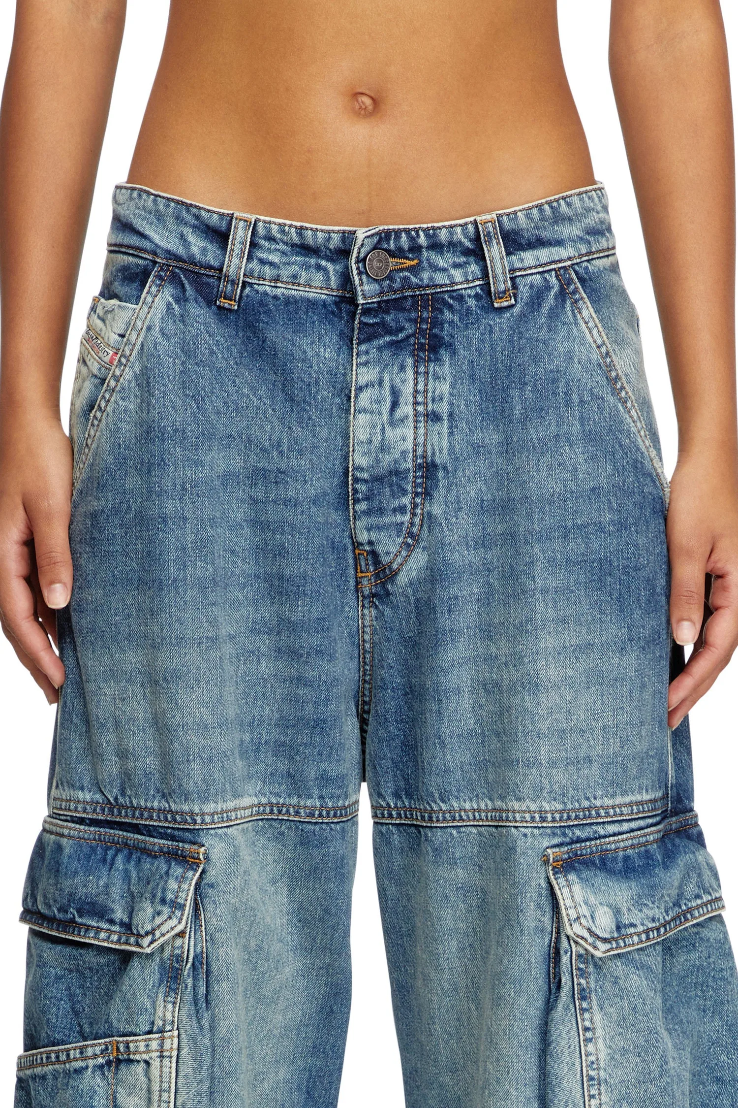 Женские джинсовые брюки-карго, свободного кроя. Diesel, Indigo Blue — фото 2