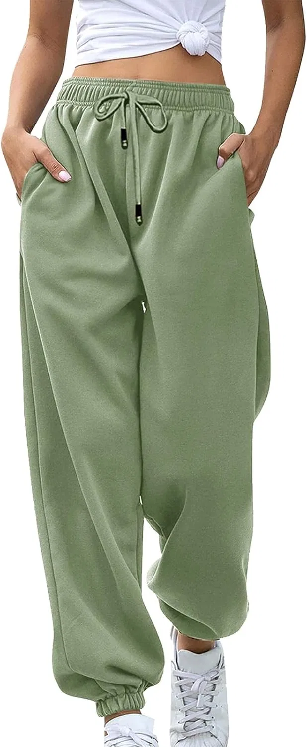 Брюки спортивные женские с высокой талией, широкие, с карманами, A02_army Green