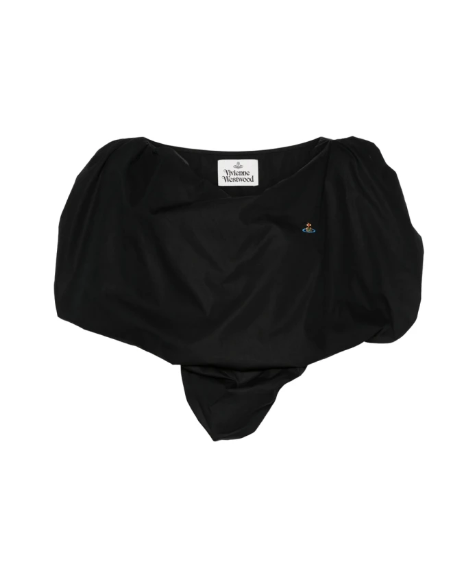 

Черная хлопковая блузка с V-образным вырезом Vivienne Westwood, черный