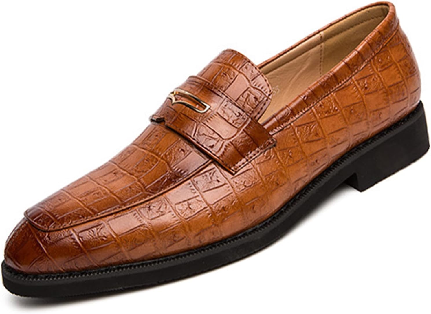 

Мужские кожаные удобные слипоны Penny Loafers модные роскошные туфли с принтом Oxford, удобный массивный каблук, противоскользящие повседневные деловые туфли Galonfulty, коричневый