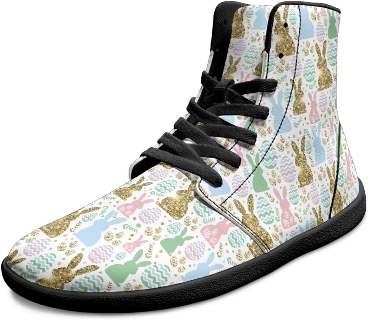 

Мужские высокие кроссовки босого типа из кожи, минималистичные для ходьбы, с шнуровкой, для трейлового бега, удобные с широкой носочной частью Chririnla, Happy Easter Day Colorful Egg Rabbit