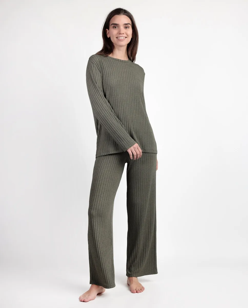 

Женская пижама с длинными штанинами из вязаного трикотажа Admas, военный зеленый
