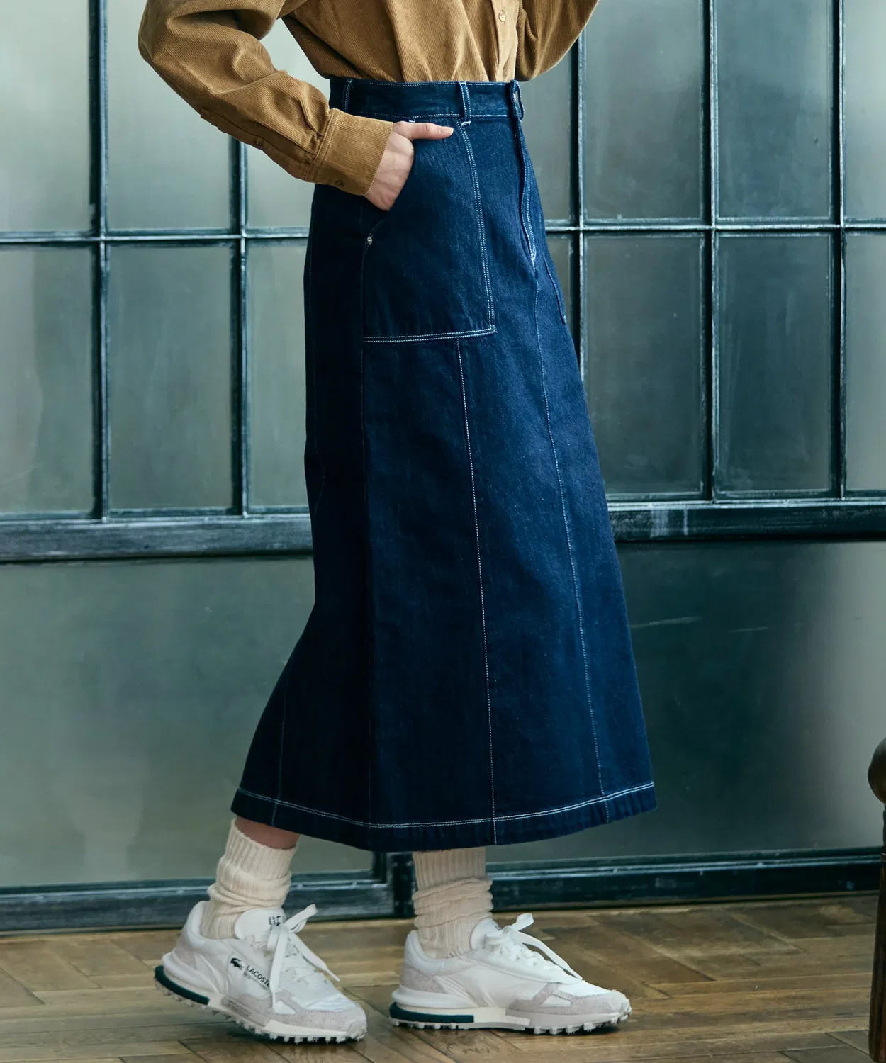 Юбка джинсовая Baker A-силуэта, 10.4 oz, темно-синяя — фото 3