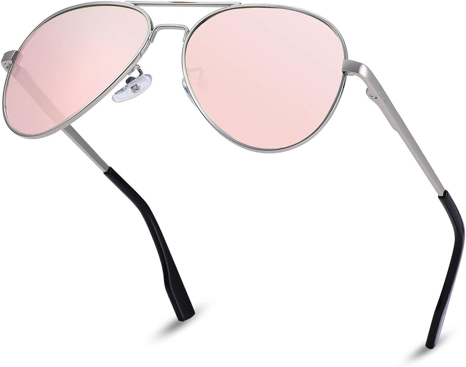 

Поляризованные солнцезащитные очки-авиаторы NULOOQ Extra Small для женщин, мужчин, подростков и детей с маленьким лицом, диаметр линз 52 мм и 58 мм, B4* Silver/Pink Mirrored