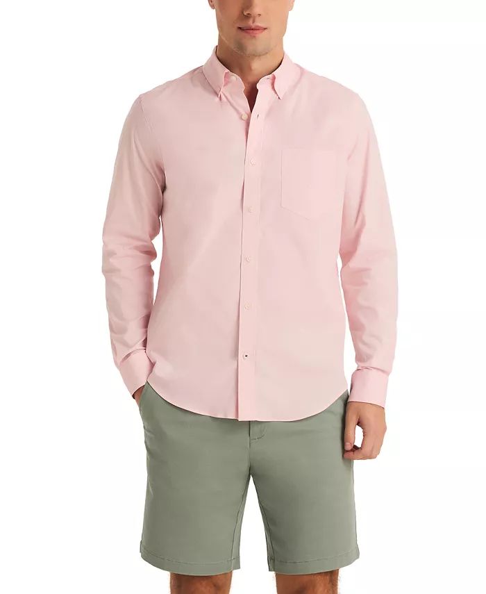 

Мужская классическая растягивающаяся однотонная рубашка Oxford Button-Down Nautica, розовый