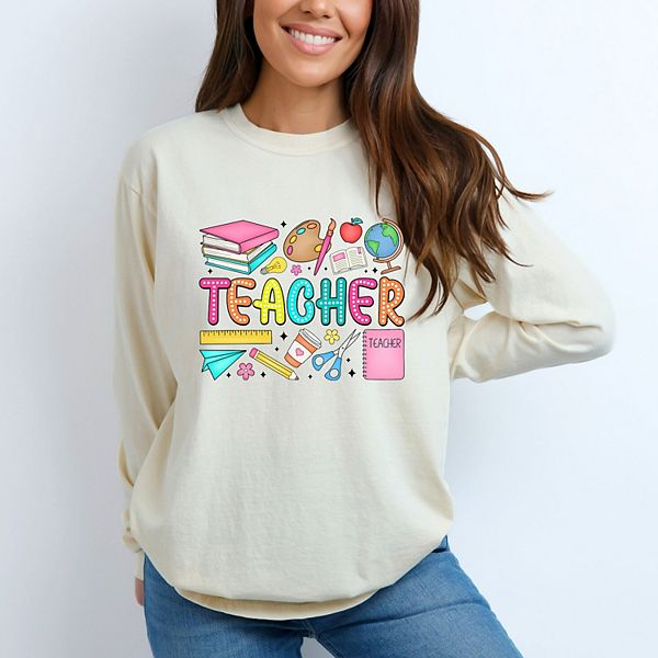 

Футболка Teacher bright collage garment dyed long sleeve Simply Sage Market, Ivory, Зеленый, Футболка Teacher bright collage garment dyed long sleeve Simply Sage Market, Ivory