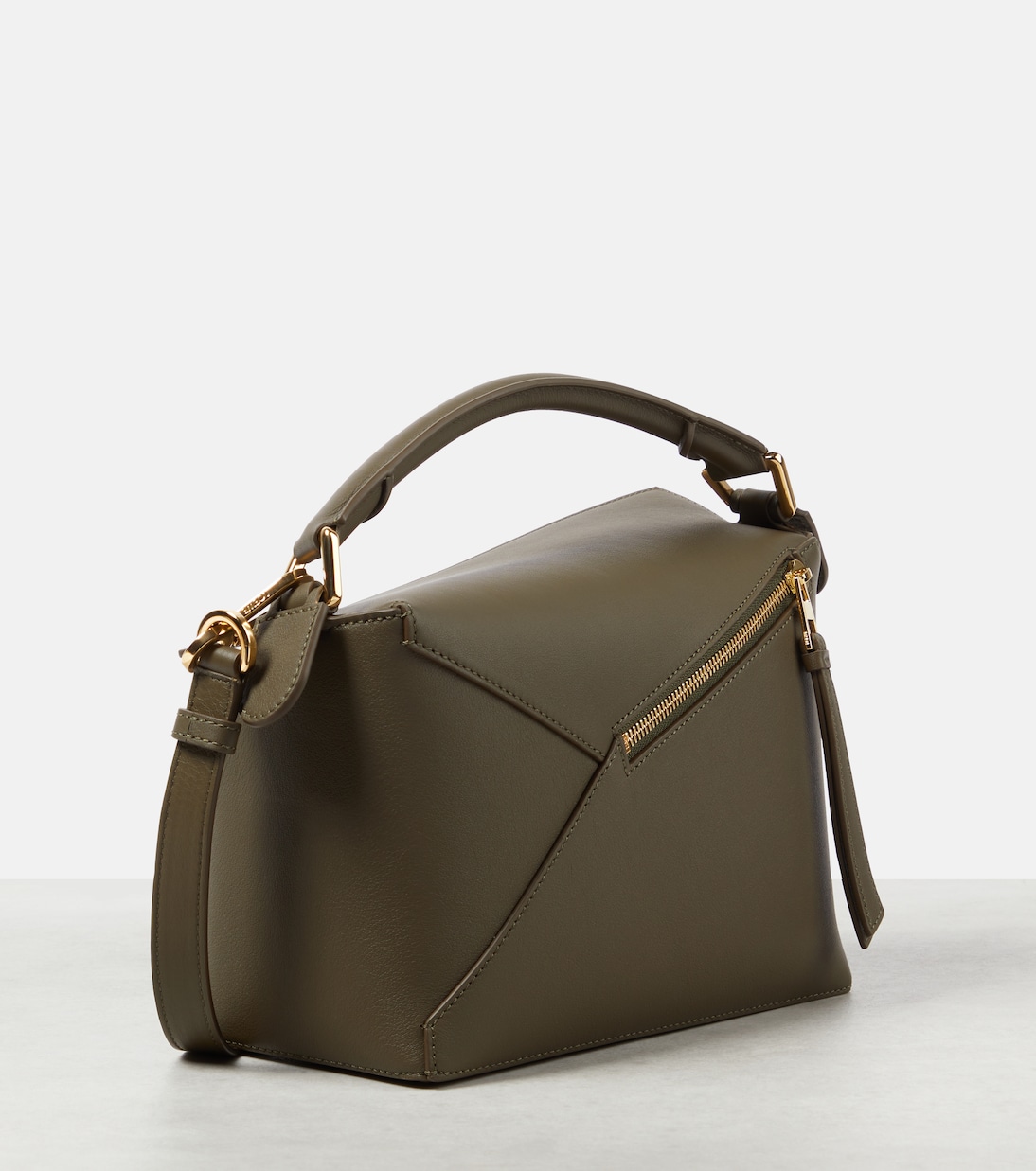 Пазл Маленькая кожаная сумка-тоут Loewe, Dark Khaki Green — фото 4