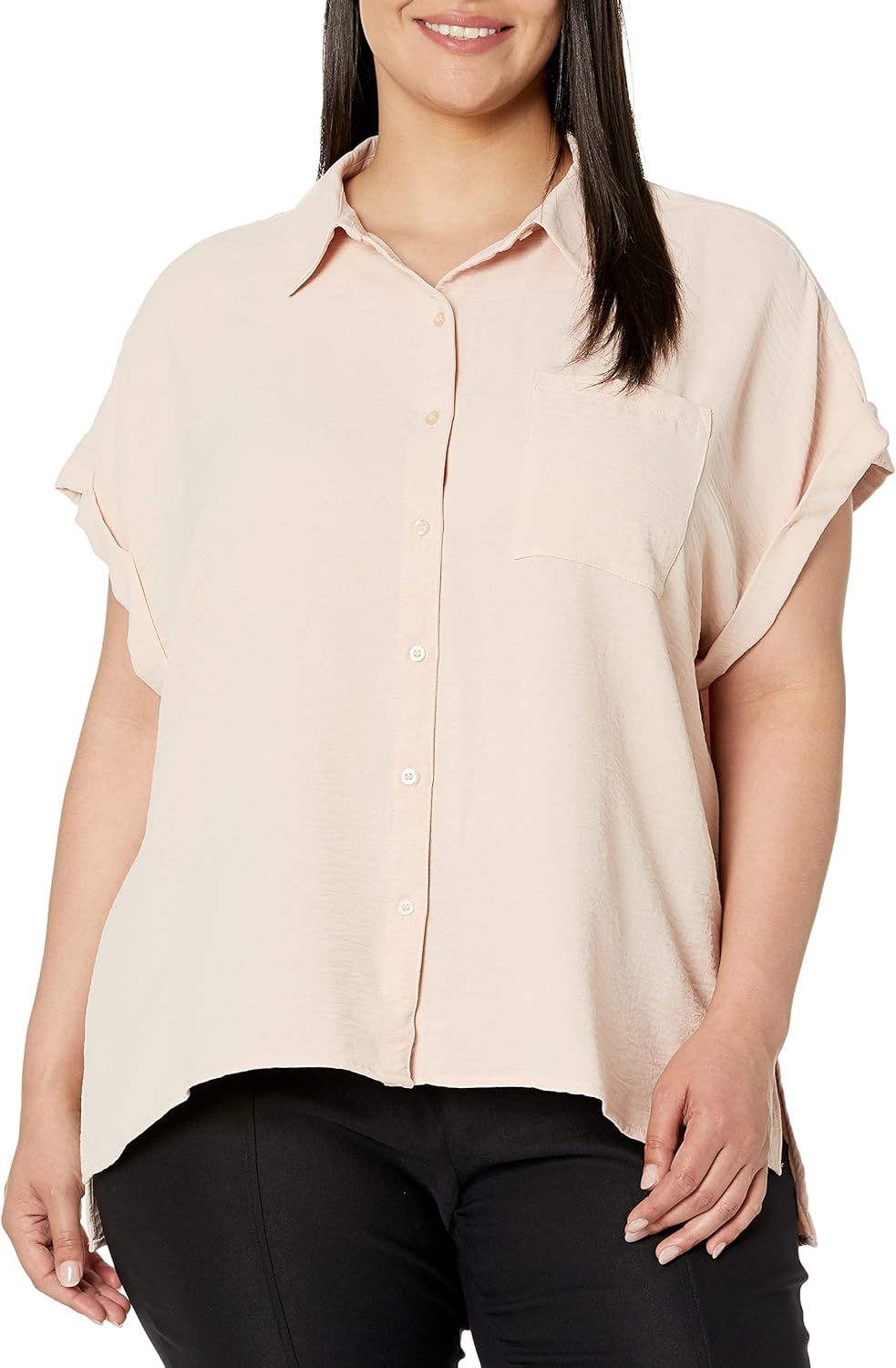 

Женская блузка Calvin Klein High-Low без рукавов на пуговицах, Blush