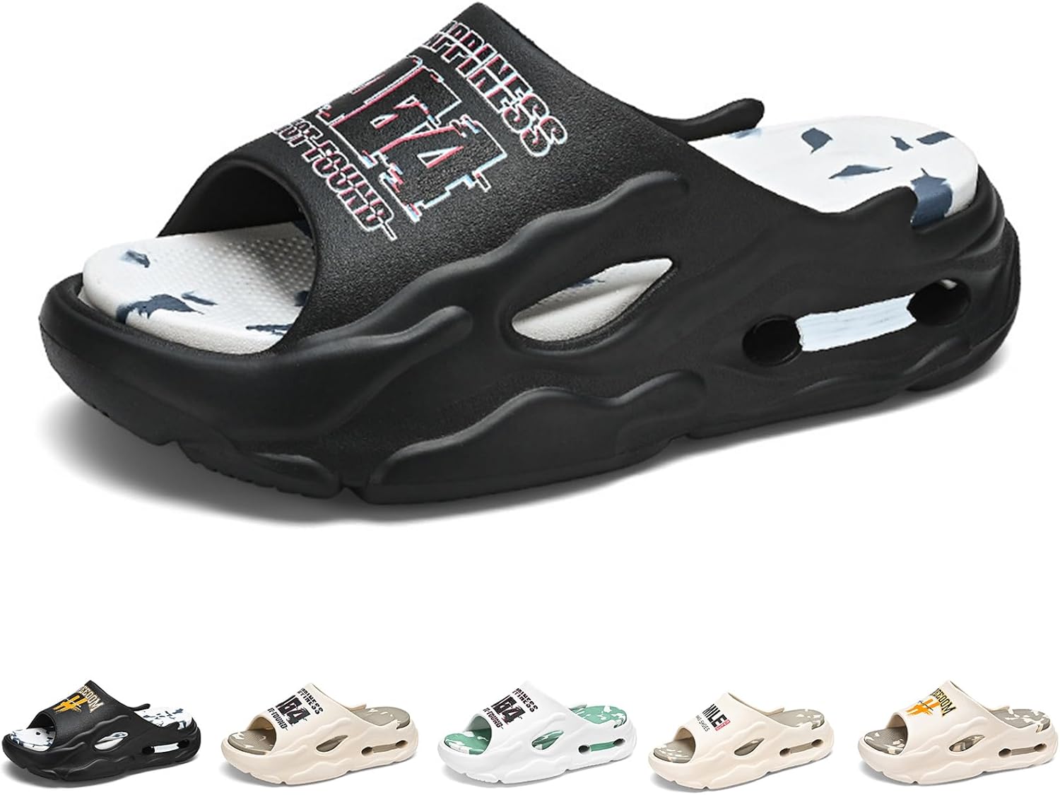 

Мужские модные стильные шлепанцы с открытым носком, дышащие, с мягкой толстой подошвой, удобные, нескользящие, прочные с EVA подошвой, мужская обувь Gezolligheid, черный