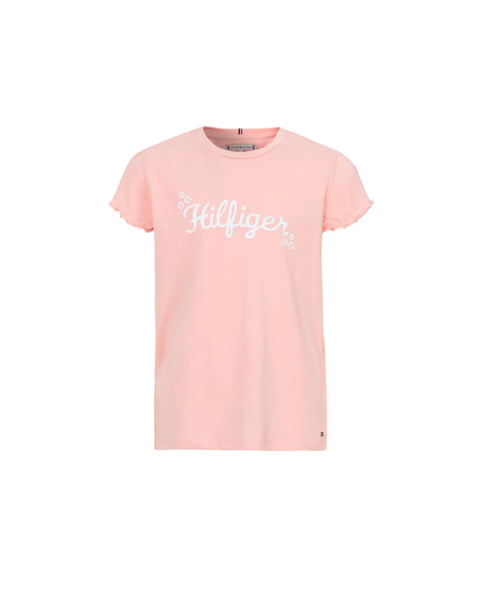 

Детская футболка с короткими рукавами и рюшами Tommy Hilfiger, розовый