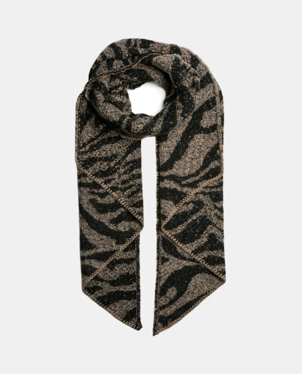 

Длинный шарф с животным принтом Pieces, коричневый