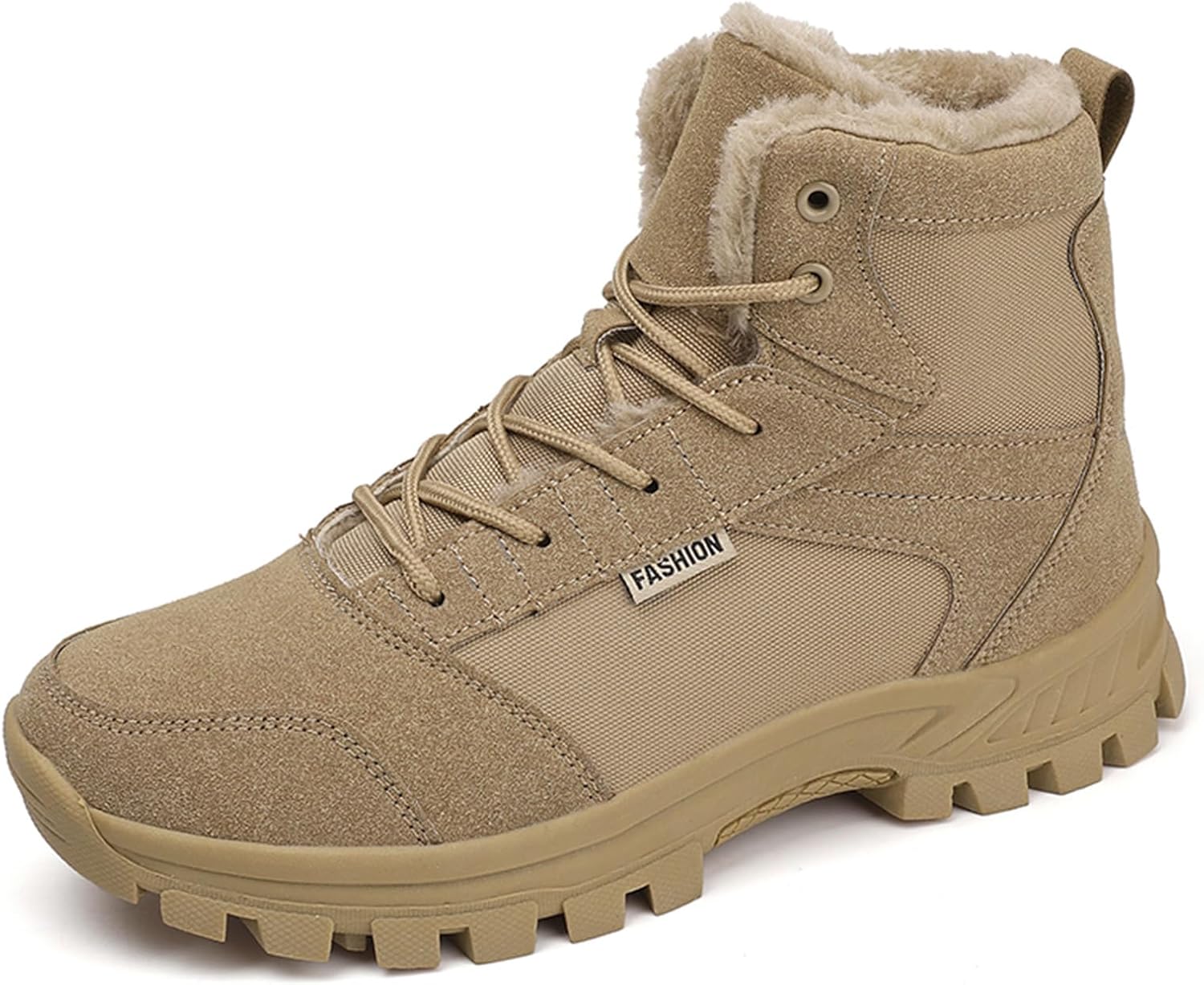

Зимние мужские ботинки для снега со шнуровкой, противоскользящие, теплые и удобные, с плюшевой подкладкой, для улицы, на щиколотку Generic, бежевый