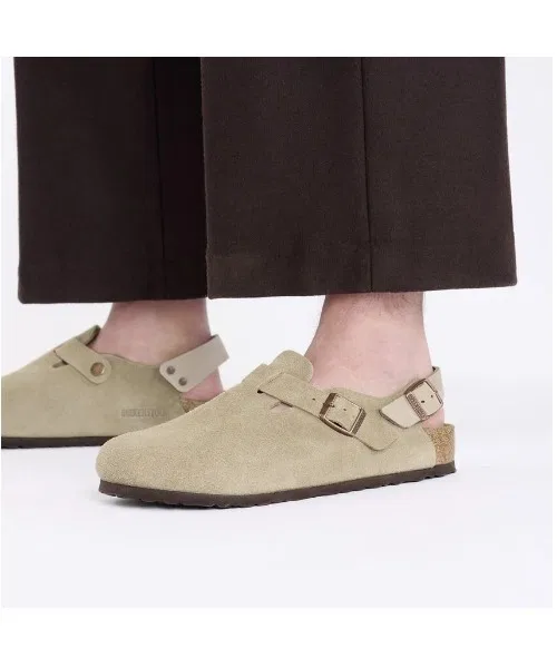 Мужские замшевые сандалии Birkenstock Tokio с ремешком бежевые — фото 2