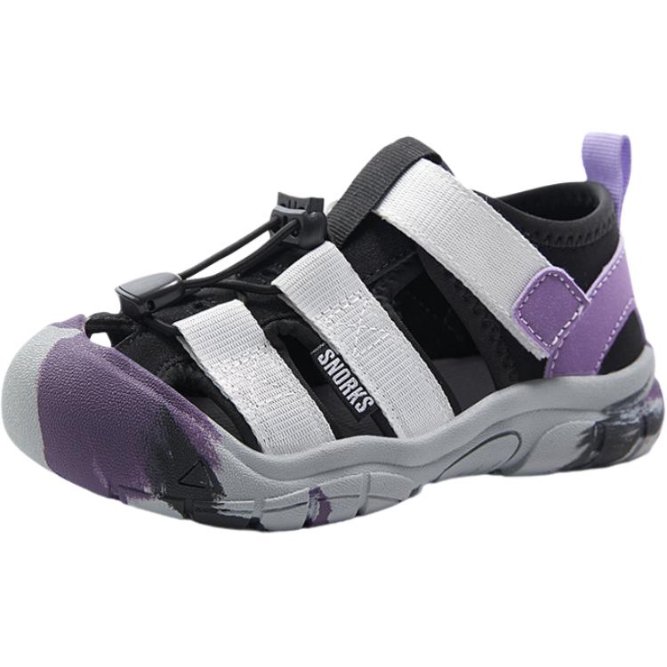 

SNORKS Скользостойкие антиударные быстросохнущие низкие детские сандалии gray purple camouflage для детей 3-7 лет