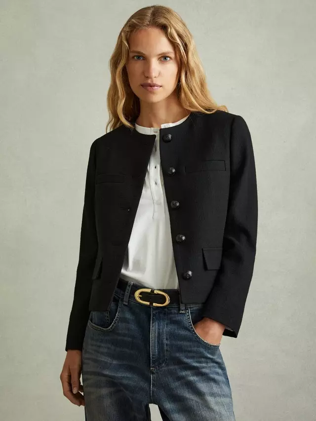 

Куртка Reiss Nola Cropped Wool, черный