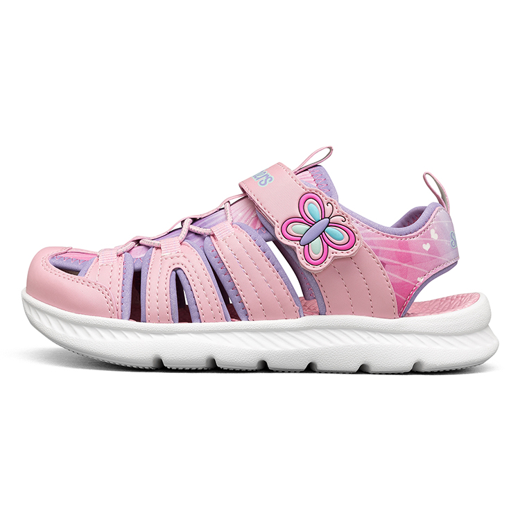 

Skechers Kids Нескользящие, износостойкие, дышащие детские сандалии розового цвета для подростков