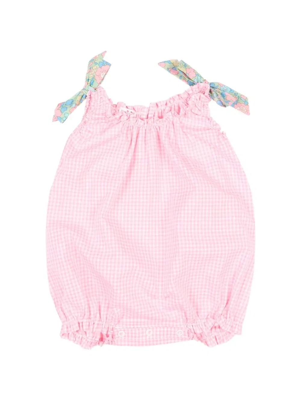 Ромпер в клетку гингем с оборками Pesciolino Rosso Kids, розовый