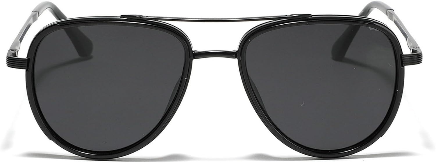 

Солнцезащитные очки с двойной поляризацией для женщин, ретро-очки-пилот для мужчин, очки для вождения, путешествий и активного отдыха, защита от УФ-излучения mincl, Black