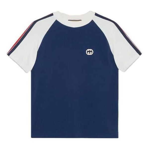 

Футболка cotton jersey t-shirt with patch 'blue white' Gucci, синий