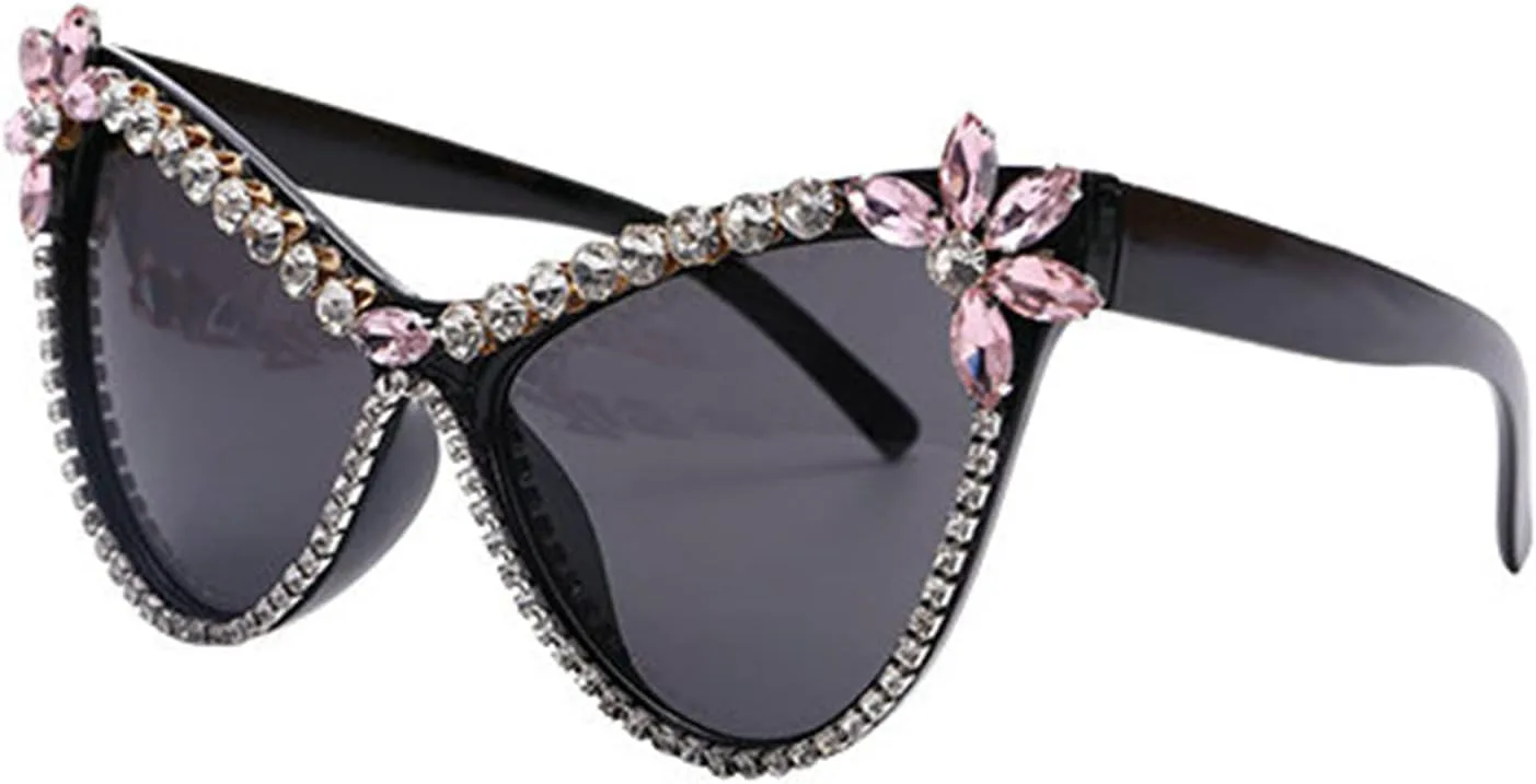 

Солнцезащитные очки Willochra Oversized Diamond Sunglasses Women Rhinestone Cat Eye Sunglasses Female Sparkling Party Sunglasses Eyewear, 2pcs-black&leopard