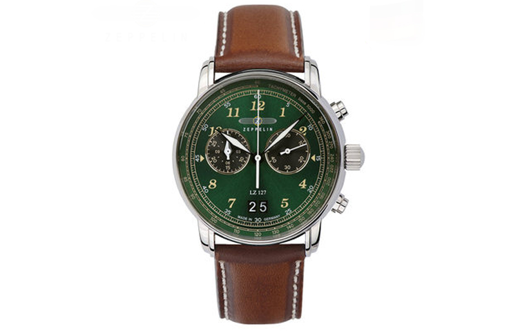 

ZEPPELIN Часы Quartz Movement Men's Watch Watch Green Dial Stainless Steel Case Genuine Leather Strap