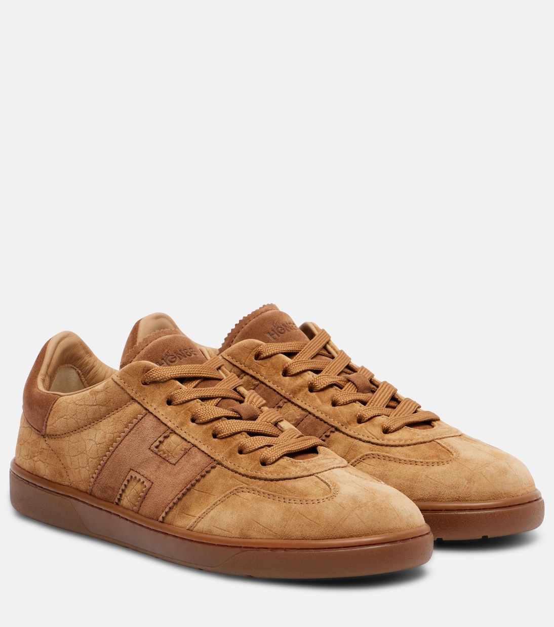 Кроссовки из замши с эффектом крокодиловой кожи Hogan, C811(Cammello Ch)+S609(Woody)