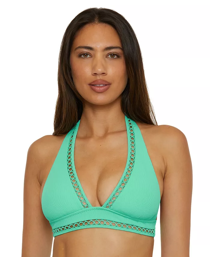 

Женский топ-бикини Modern Edge с ребристым узором и бретелями-галстуком Becca, синий