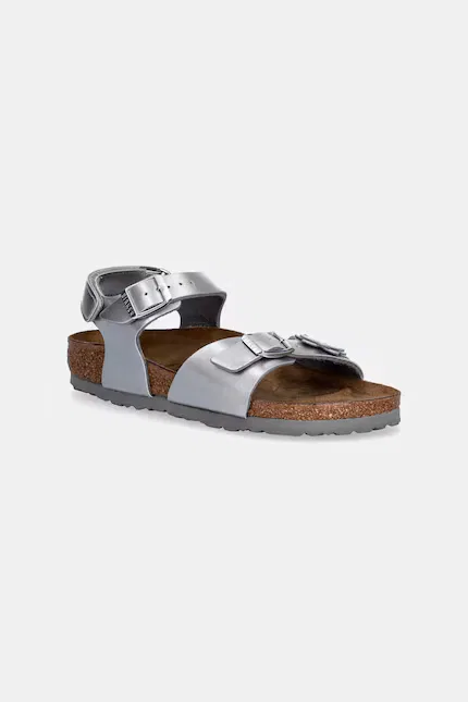 Сандалии детские на липучках Rio AS Kids Flowers Birkenstock, серебряный