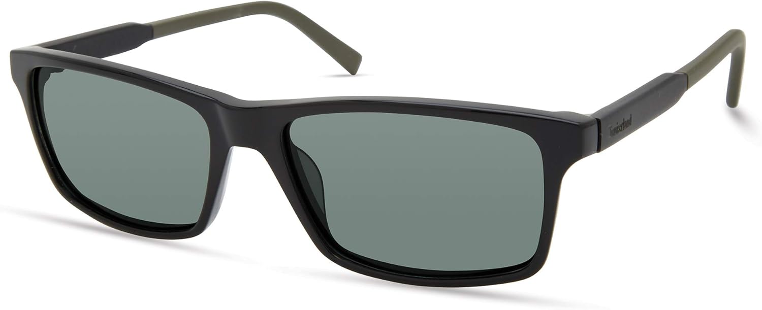 

Timberland мужские TBA9268 Polarized прямоугольные солнцезащитные очки, Shiny Black