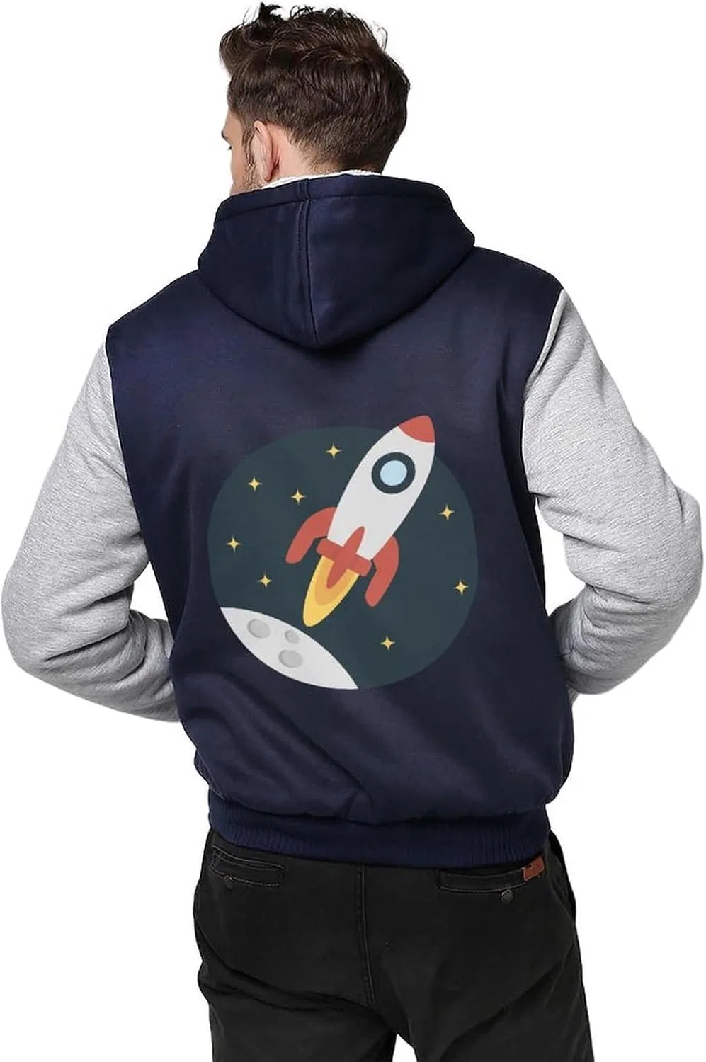 Толстовка на молнии с капюшоном, флисовая, Space Rocket, Light Gray-style — фото 2