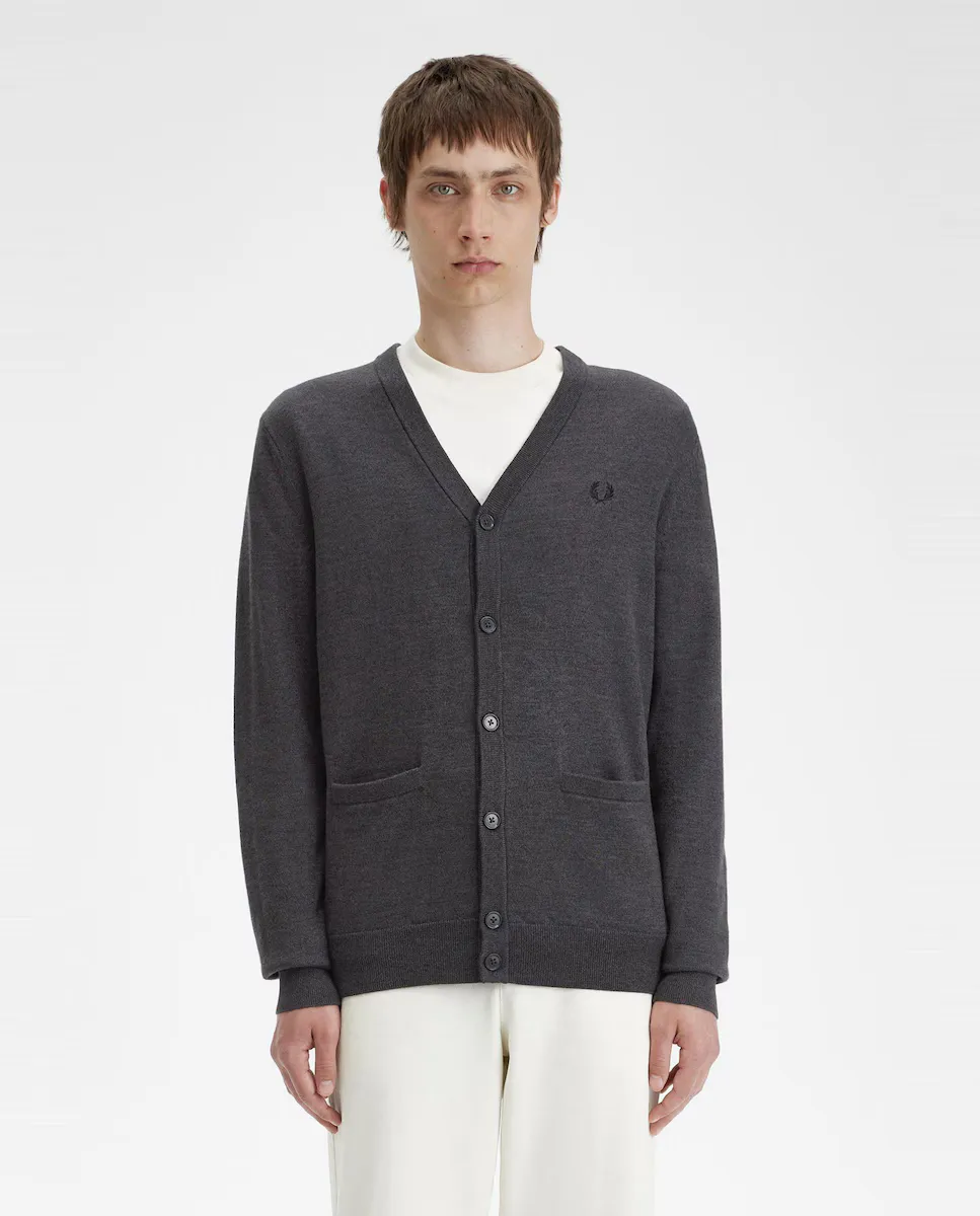 

Мужской кардиган с карманами и V-образным воротником Fred Perry, темно-серый