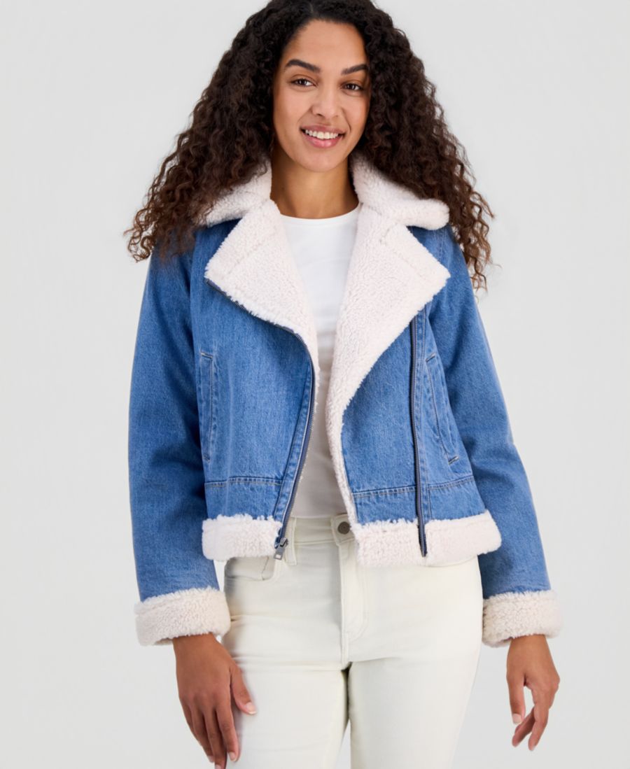 

Женская джинсовая мотоциклетная куртка на молнии Levi's, Medium Wash Denim