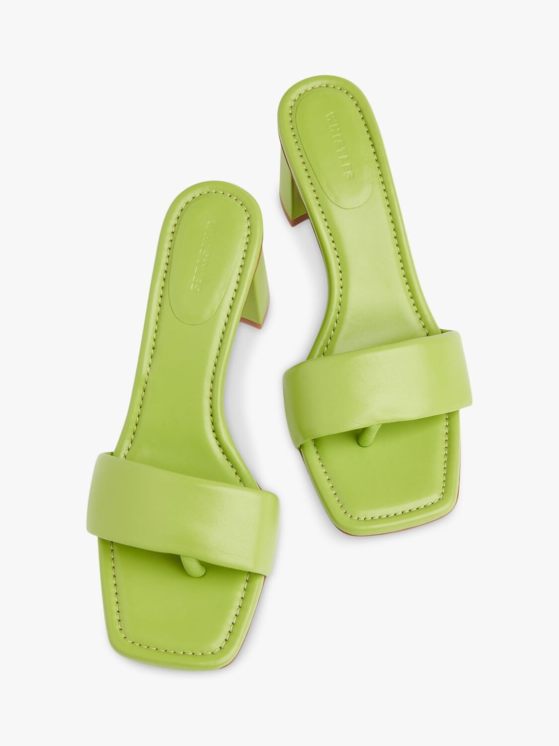 Кожаные босоножки без шнуровки на каблуке Whistles Marie, зеленые — фото 2