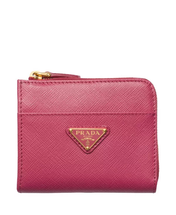 

Небольшой кошелек на молнии из сафьяновой кожи Prada, розовый