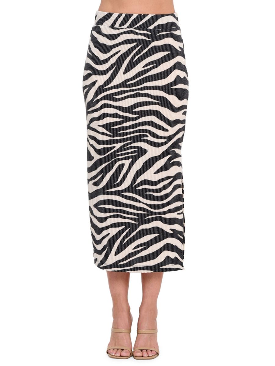 

Юбка-футляр миди с принтом зебры Renee C., цвет Black Multicolor