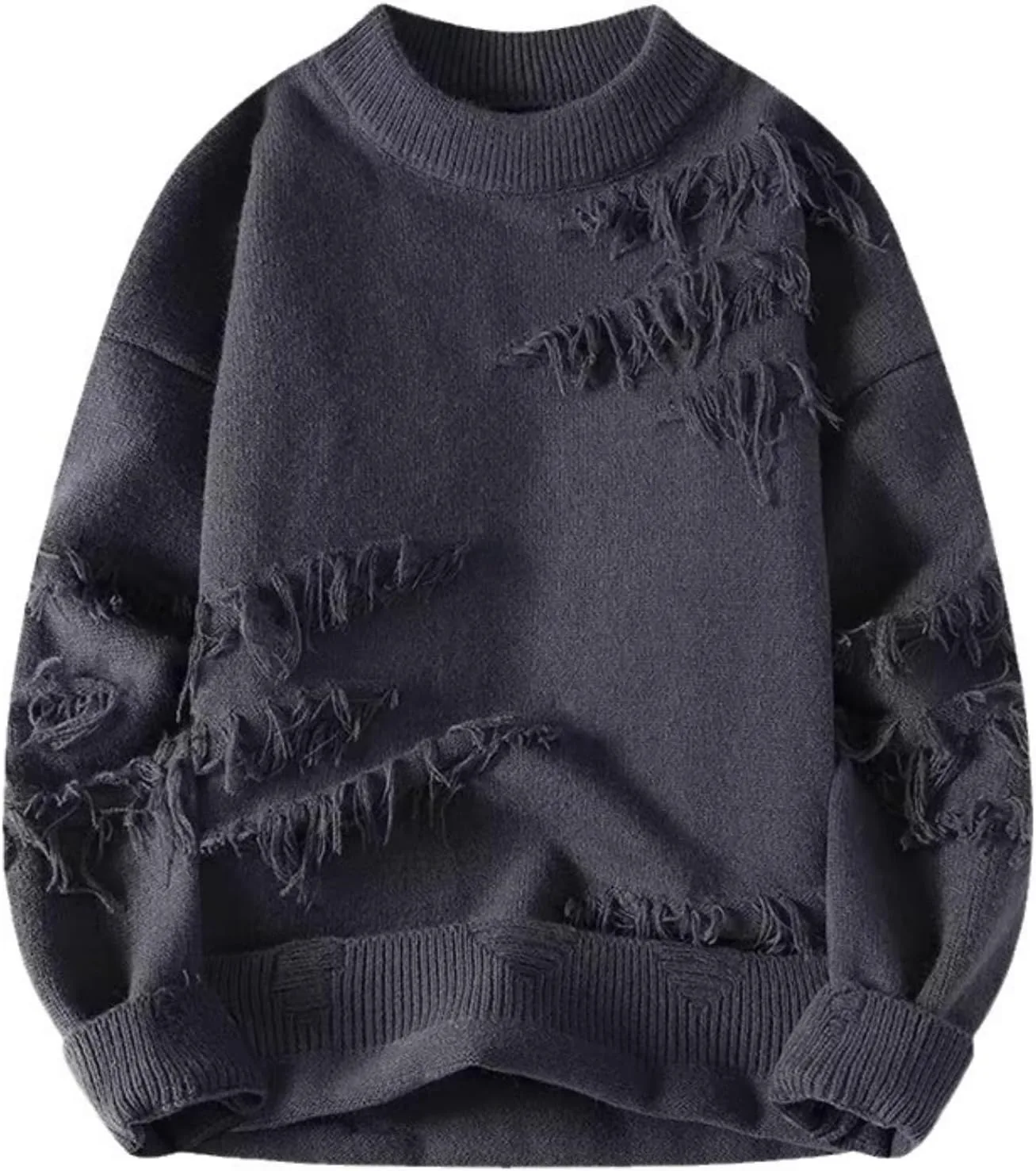 

Y2K свитер с эффектом поношенности кросс оверсайз дедушкин свитер мешковатый вязаный с длинным рукавом пуловер зимний стритвир унисекс Ponitrack