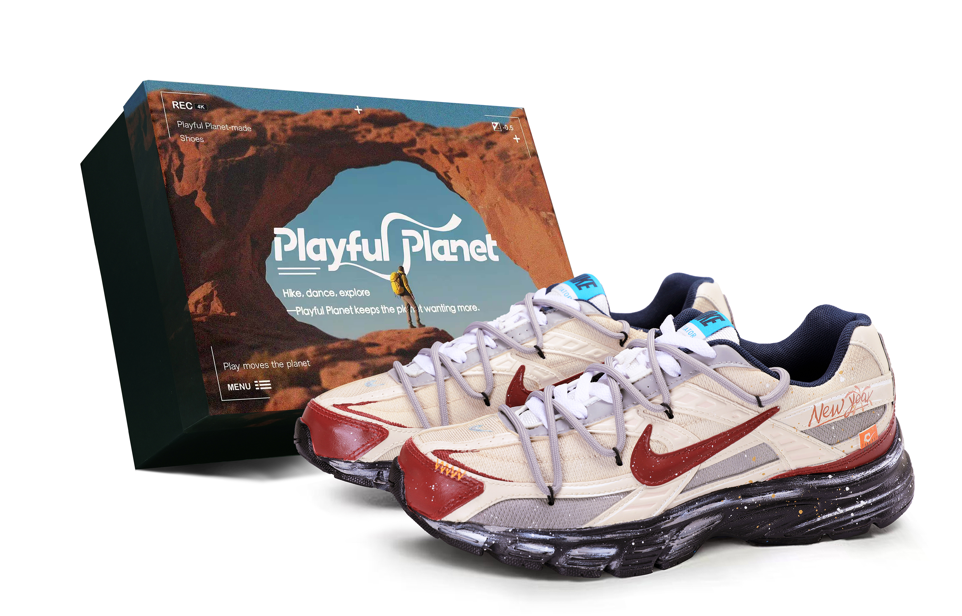 

Nike Initiator Abrasion Resistant Low top Casual Running Shoes мужские бежево-красные